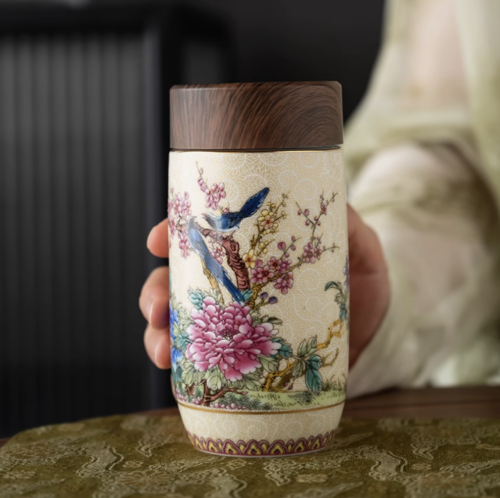 High-End 999 Silver Thermal Tea Cup – Royal Style Enamel Insulated Mug