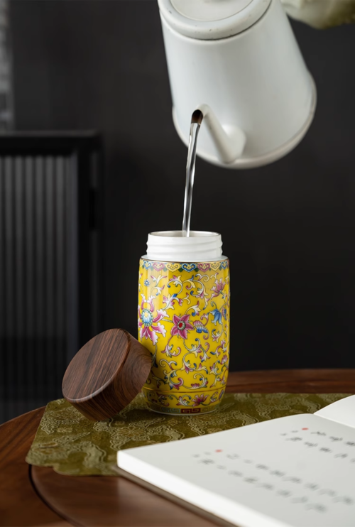 High-End 999 Silver Thermal Tea Cup – Royal Style Enamel Insulated Mug