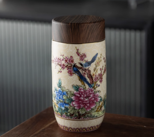 High-End 999 Silver Thermal Tea Cup – Royal Style Enamel Insulated Mug