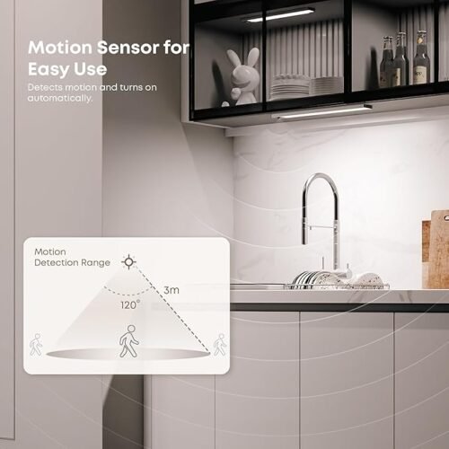 Magnetic Dimmable Under Cabinet Lights, 2-Pack, 32 LED, USB Rechargeable, Motion Sensor