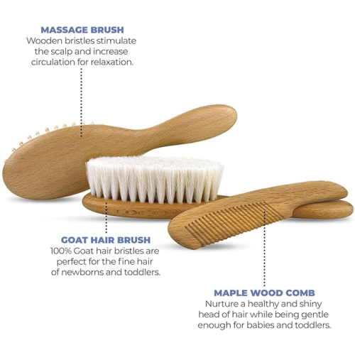 The Ultimate Guide to Cuatoro® Wooden Baby Hairbrush Set for Newborns - 1 set(3pieces)
