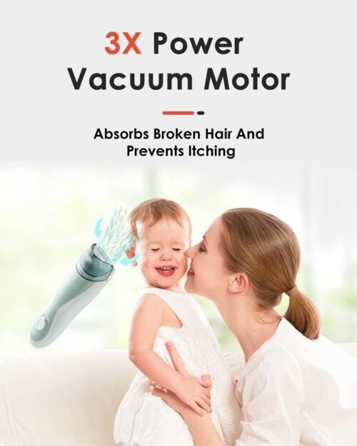 SUPERMAMA Baby Hair Clippers – Cordless, Waterproof, Quiet Hair Trimmer with Vacuum for Kids